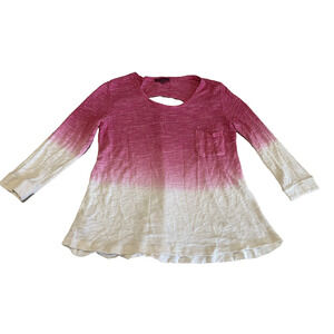 Vtg Z by Zobha Womens Top Size 2XL Pink & White Ombre Back Cut Out Festival